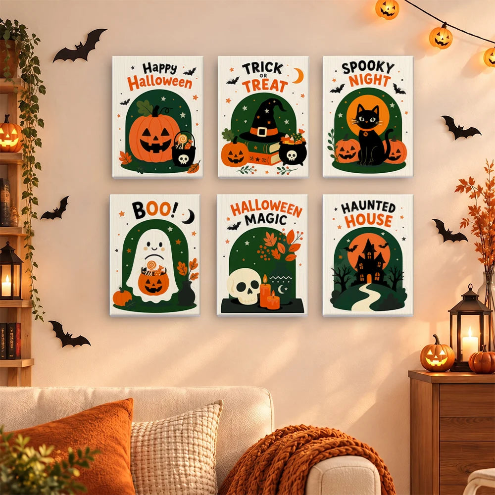 Paint by Numbers – 6 Mini Paintings | Happy Haunting Lettering Set