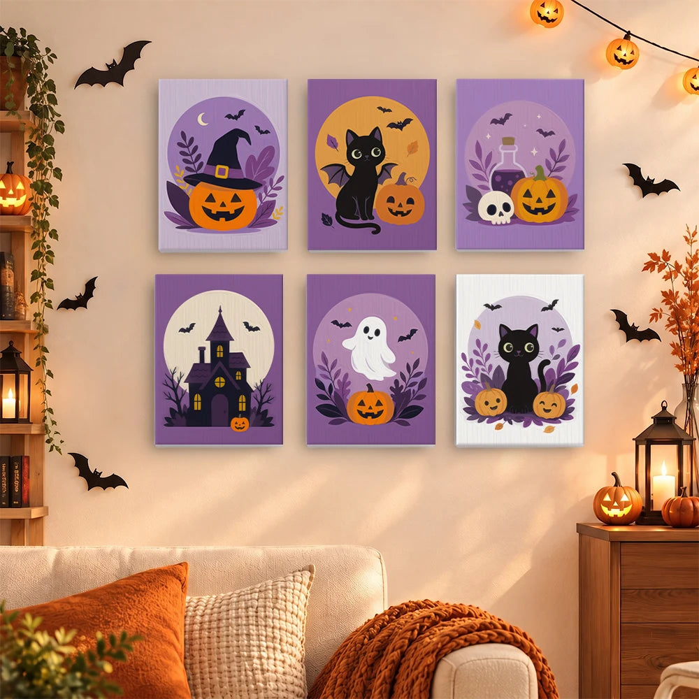
Paint by Numbers – 6 Mini Paintings | Lavender Moon Halloween Set