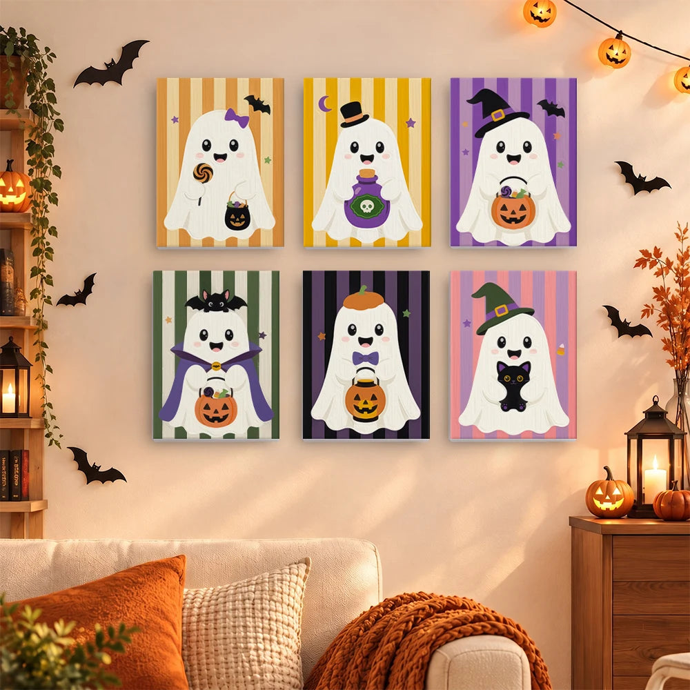 Paint by Numbers – 6 Mini Paintings | Little Costumed Ghosts Set