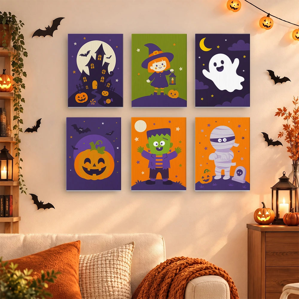 Paint by Numbers – 6 Mini Paintings | Little Halloween Monsters Set