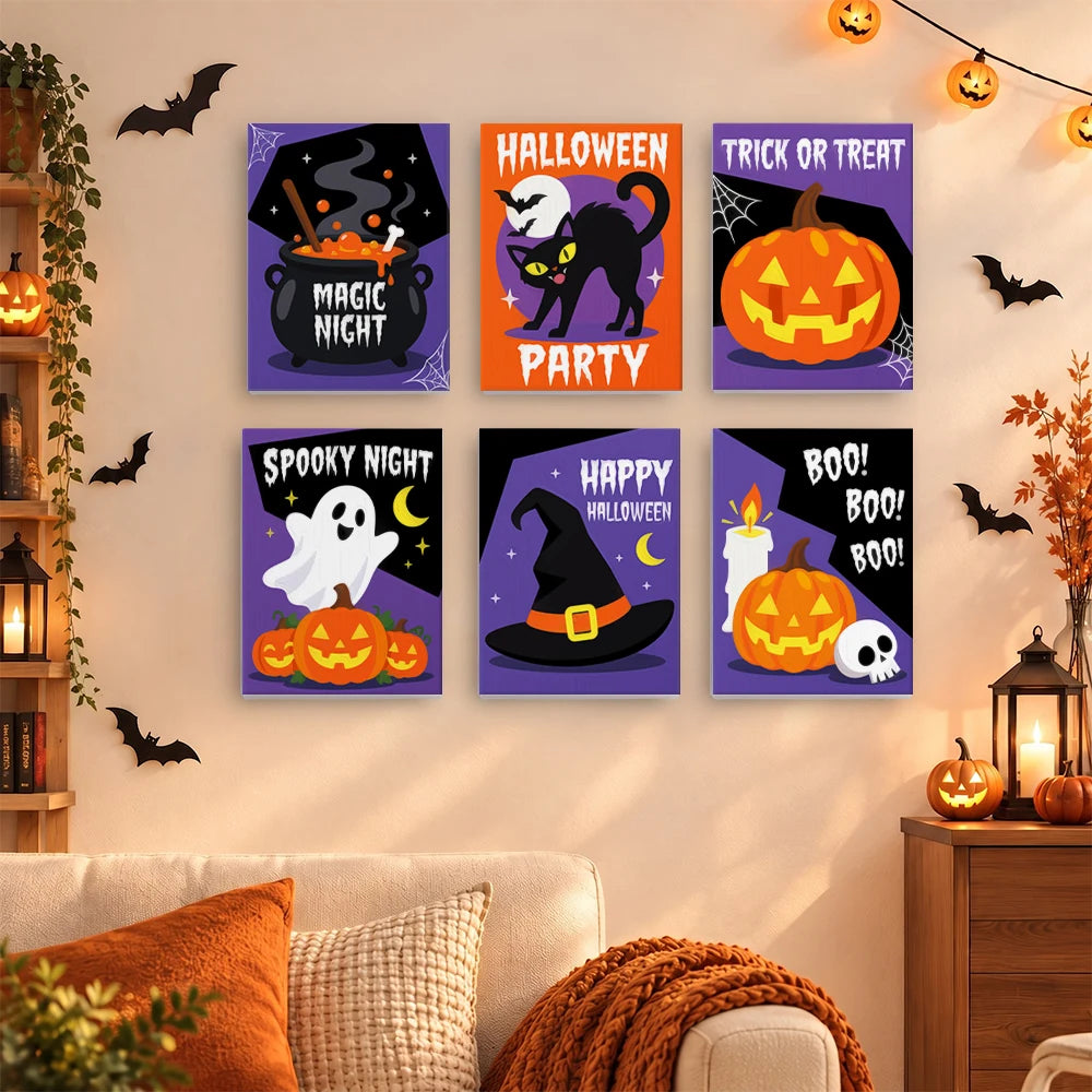 Paint by Numbers – 6 Mini Paintings | Magic Night Halloween Party Set