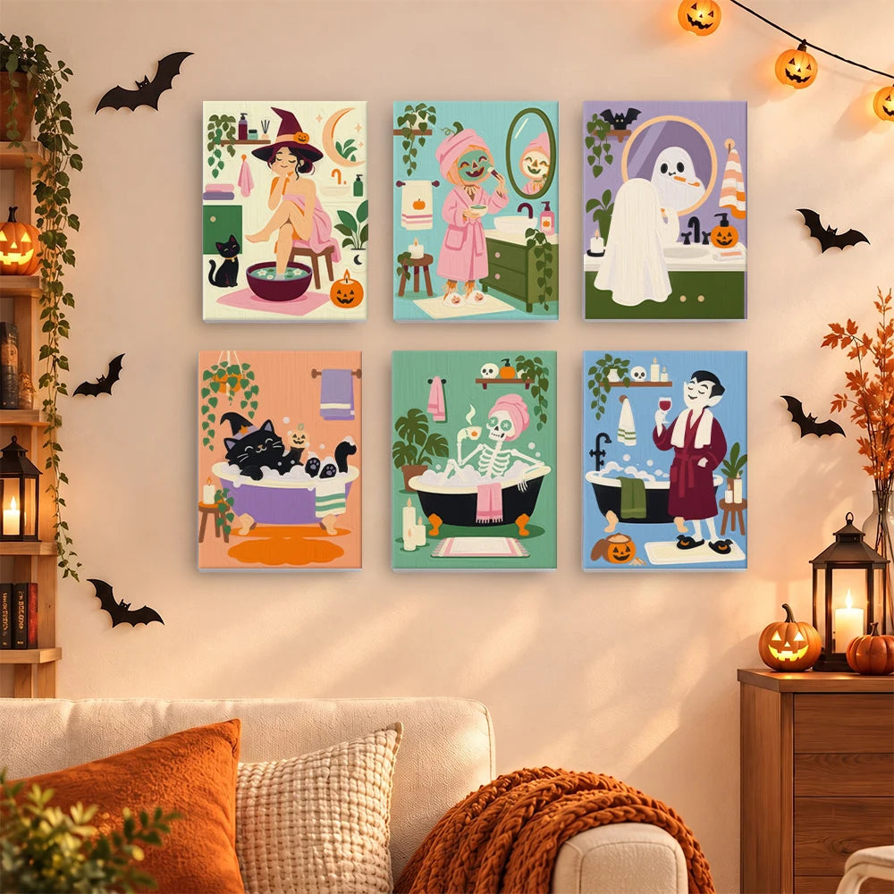 Paint by Numbers – 6 Mini Paintings | Spooky Spa Day Set