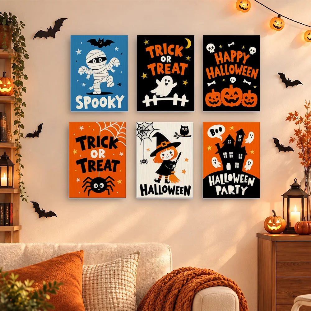 Paint by Numbers – 6 Mini Paintings | Trick or Treat Party Posters Set