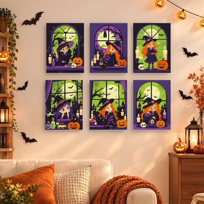 Paint by Numbers – 6 Mini Paintings | Witches at the Window Set