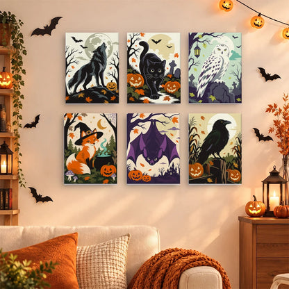 Paint by Numbers – 6 Mini Paintings | Woodland Creatures of the Night Set