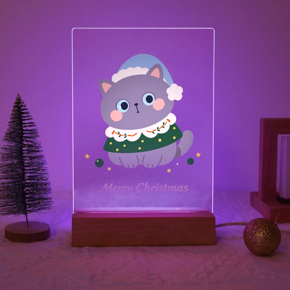 Paint by Numbers - Christmas Light | Grey Cat in a Festive Collar
