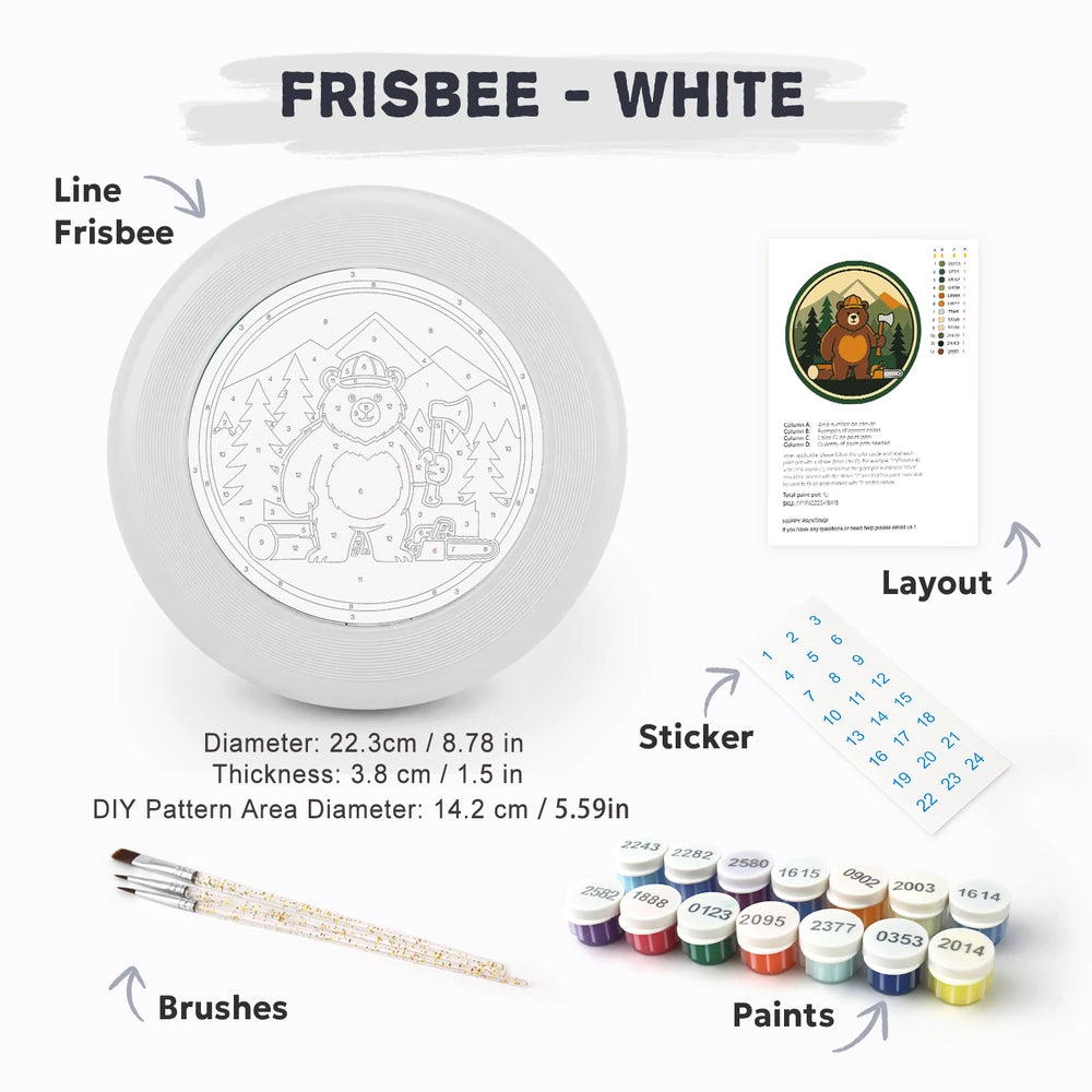 Paint by Numbers - Frisbee | Camping Bear with an Axe