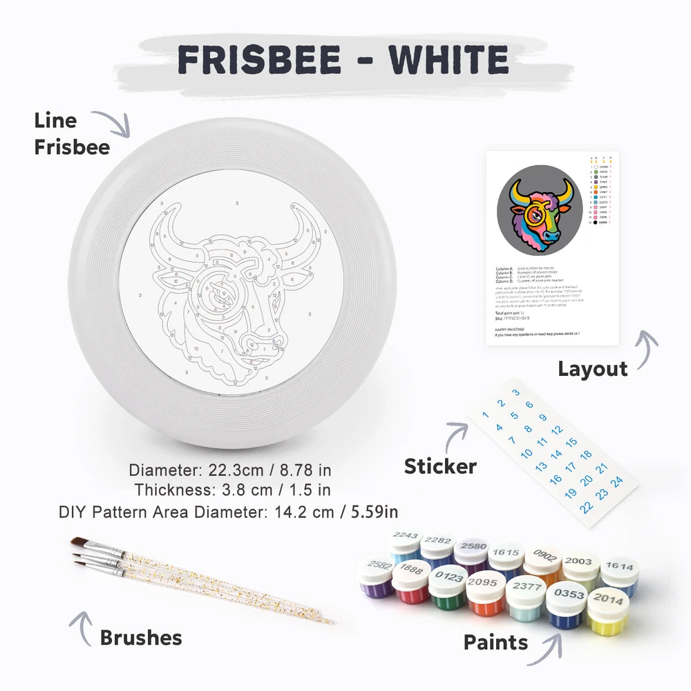 
Paint by Numbers - Frisbee | Colorful Bull Head