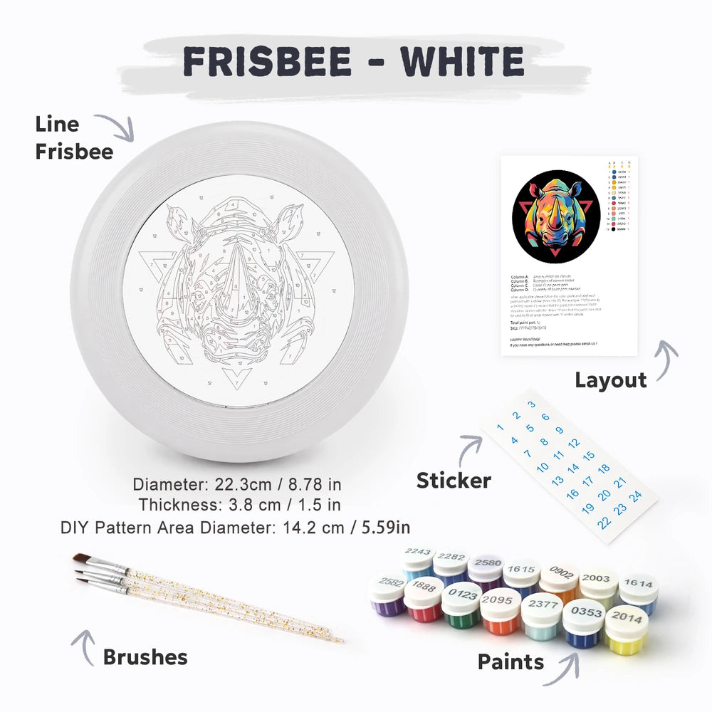 Paint by Numbers - Frisbee | Colorful Rhino Emblem