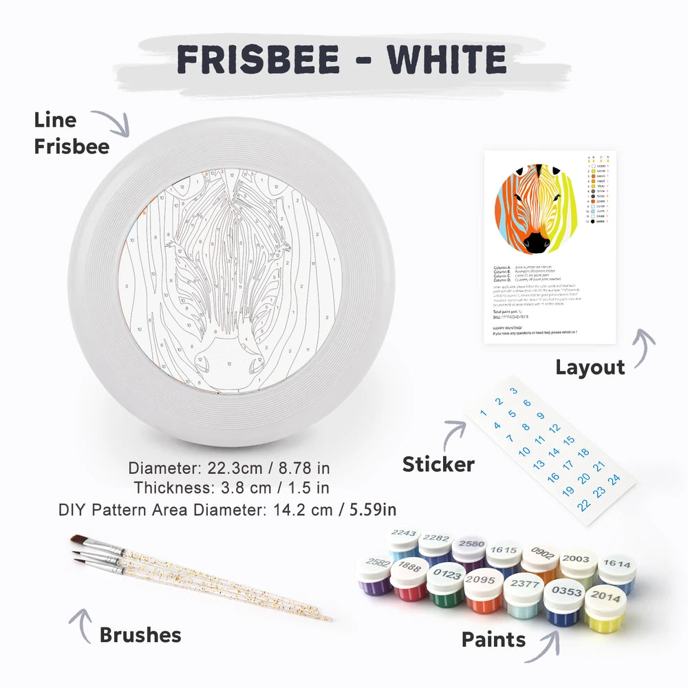 
Paint by Numbers - Frisbee | Colorful Zebra Face