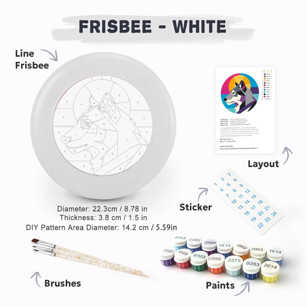 
Paint by Numbers - Frisbee | Geometric Wolf Head