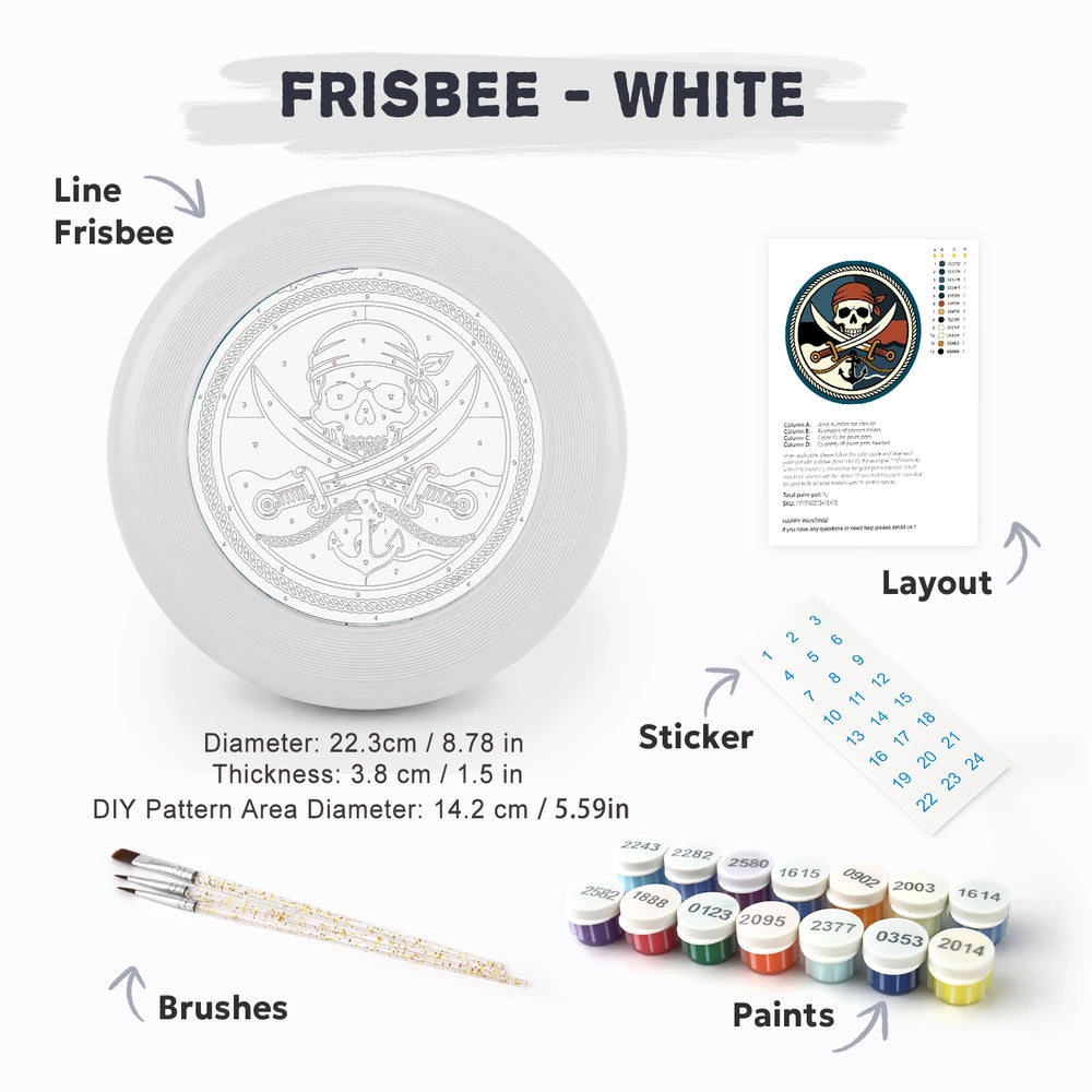 Paint by Numbers - Frisbee | Pirate Skull and Swords
