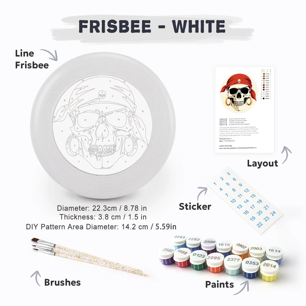Paint by Numbers - Frisbee | Pirate Skull in Red