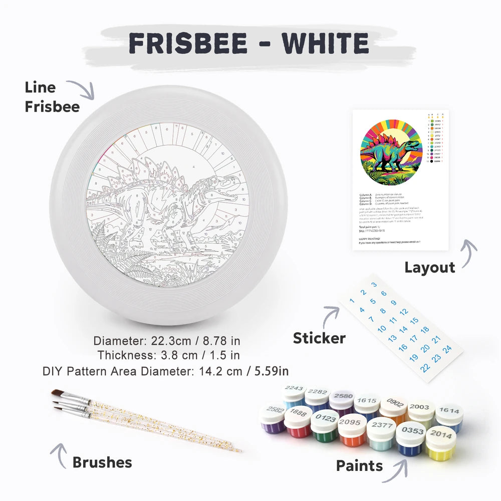 Paint by Numbers - Frisbee | Rainbow Stegosaurus