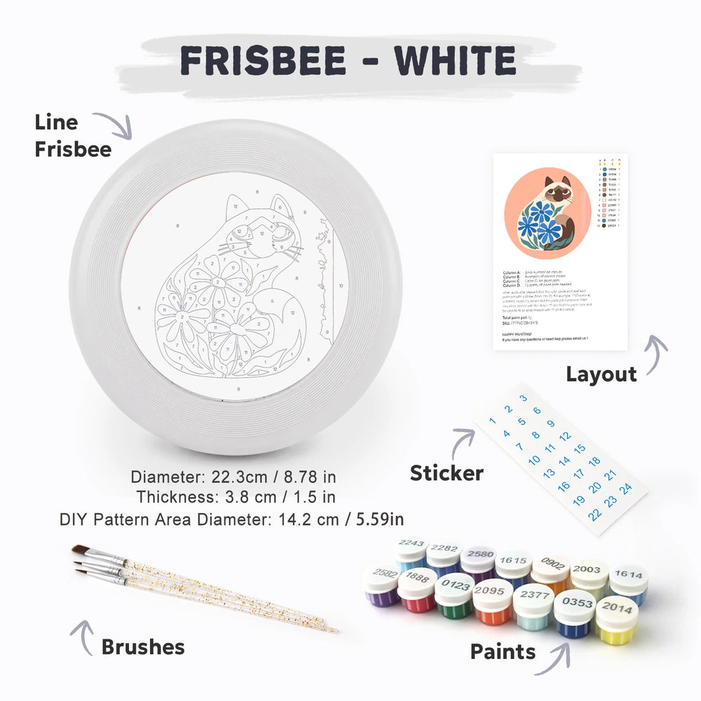Paint by Numbers - Frisbee | Siamese Cat with Blue Flowers