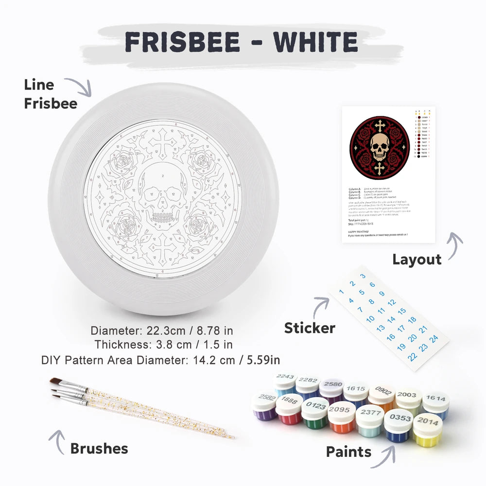 Paint by Numbers - Frisbee | Skull with Roses