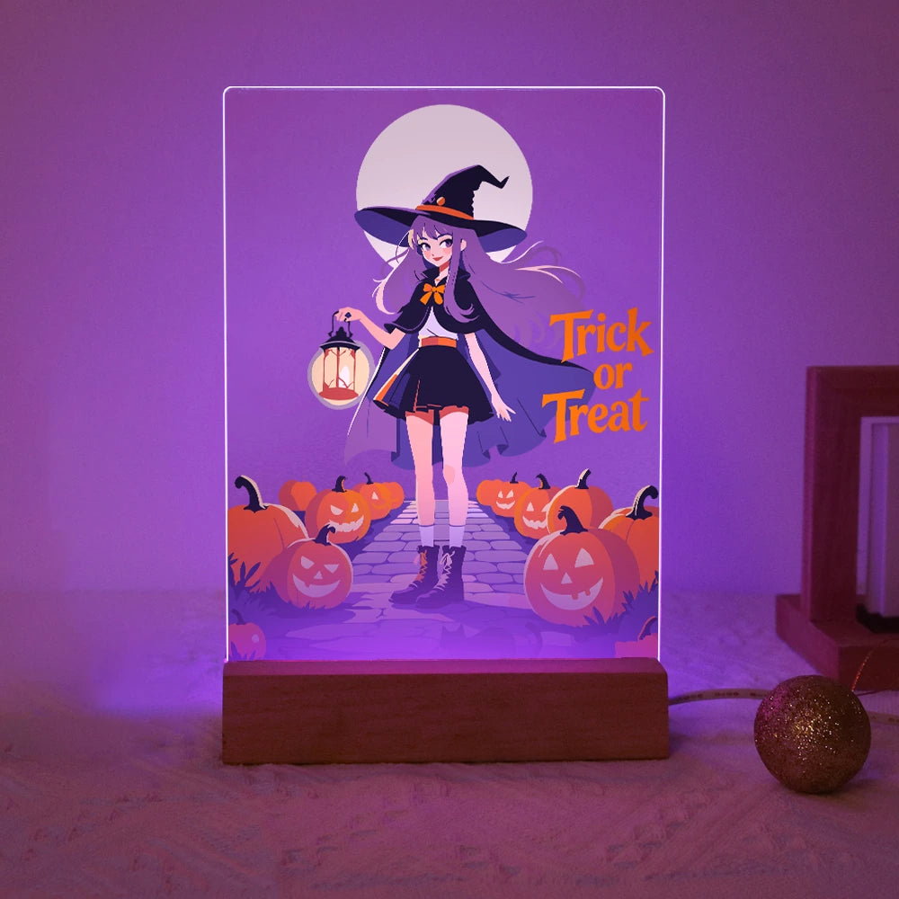 
Paint by Numbers - Halloween Light | Witch with Lantern at Full Moon