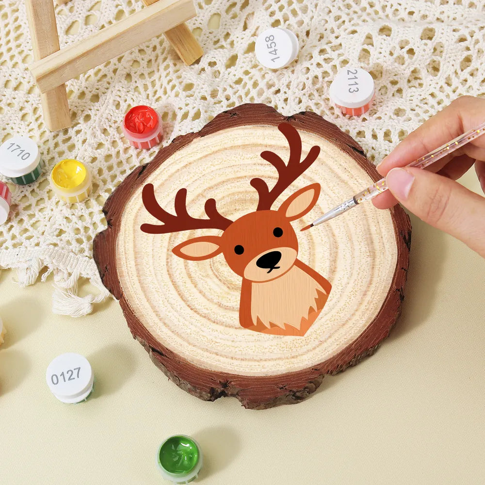 Paint by Numbers - Wood Slice | Reindeer Face