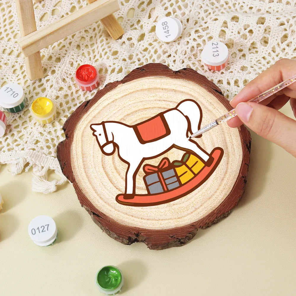 
Paint by Numbers - Wood Slice | Rocking Horse with a Gift