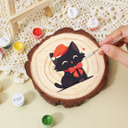 Paint by Numbers - Wood Slice | Smiling Black Cat