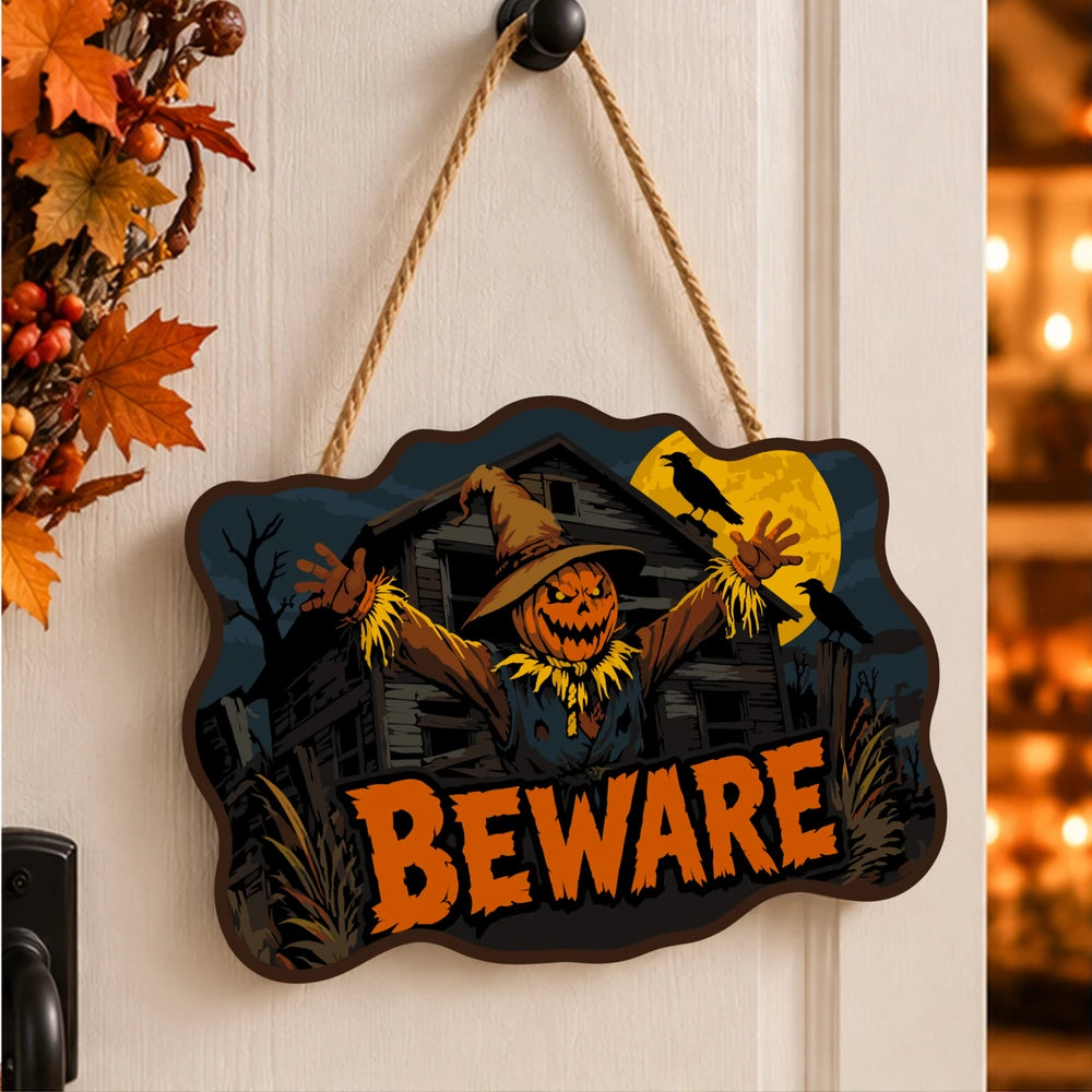 Paint by Numbers - Wooden Door Hanger | Beware Scarecrow at the Barn
