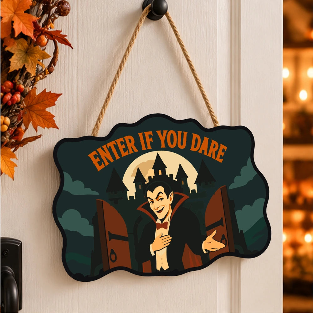 Paint by Numbers - Wooden Door Hanger | Enter If You Dare Vampire