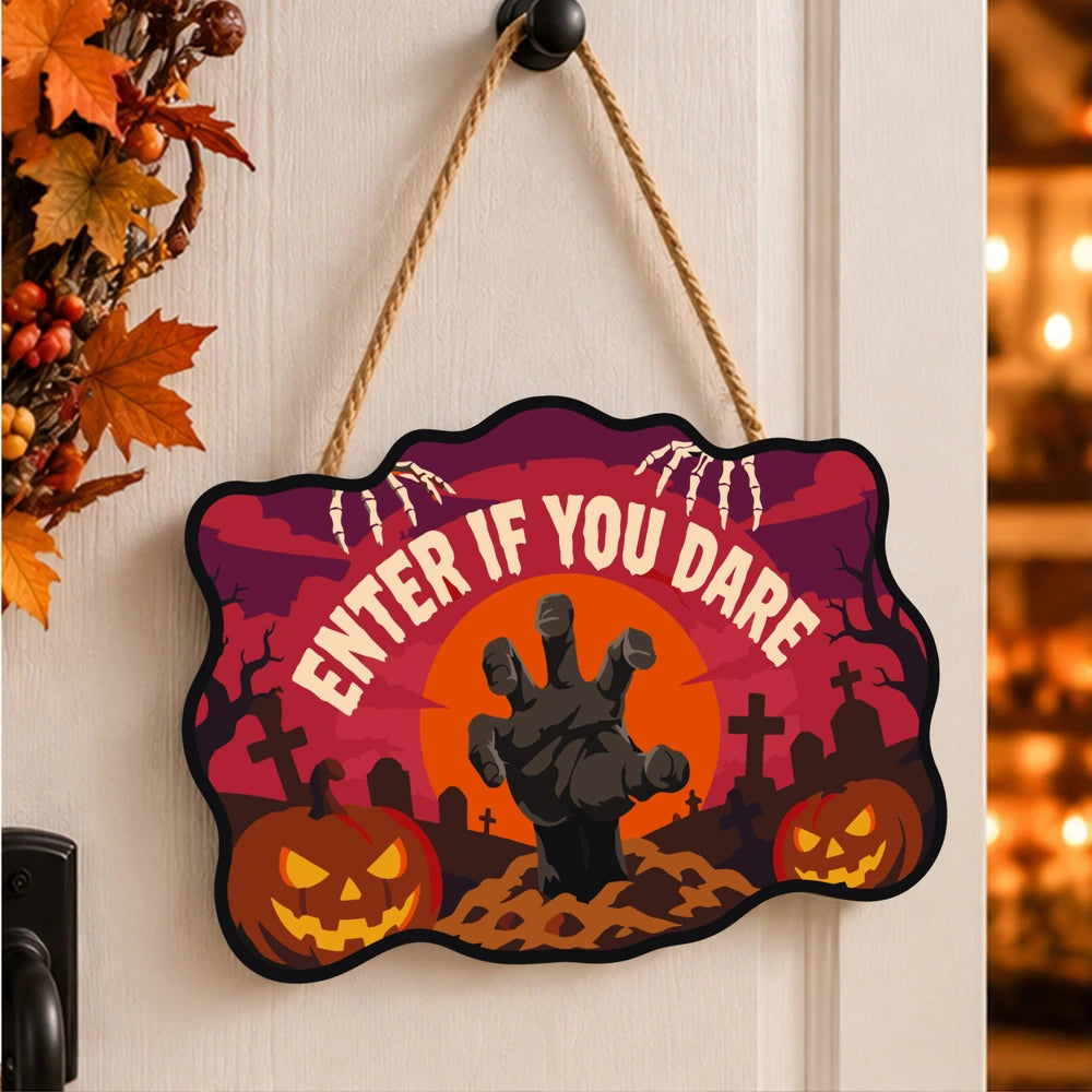Paint by Numbers - Wooden Door Hanger | Enter If You Dare Zombie Hand