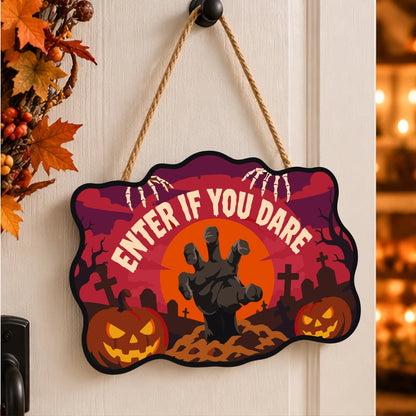 Paint by Numbers - Wooden Door Hanger | Enter If You Dare Zombie Hand