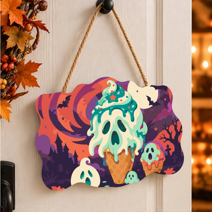 Paint by Numbers - Wooden Door Hanger | Ghost Ice Cream Cone