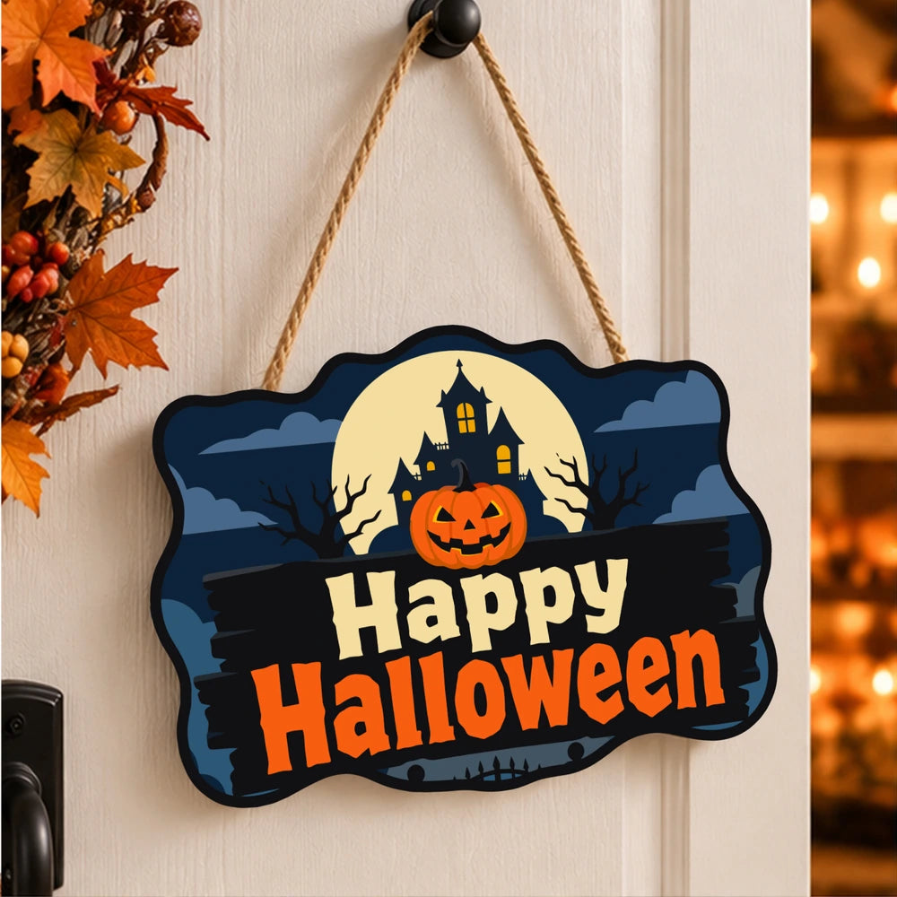 
Paint by Numbers - Wooden Door Hanger | Happy Halloween Haunted House Sign