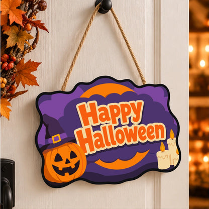 Paint by Numbers - Wooden Door Hanger | Happy Halloween Pumpkin and Candles