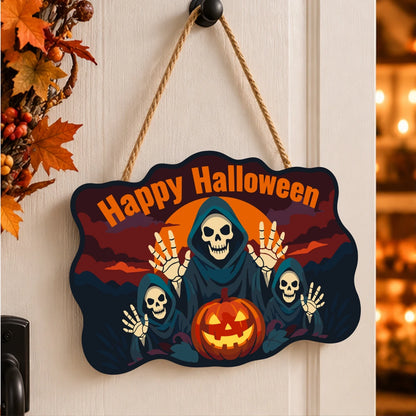 Paint by Numbers - Wooden Door Hanger | Happy Halloween Reaper Trio