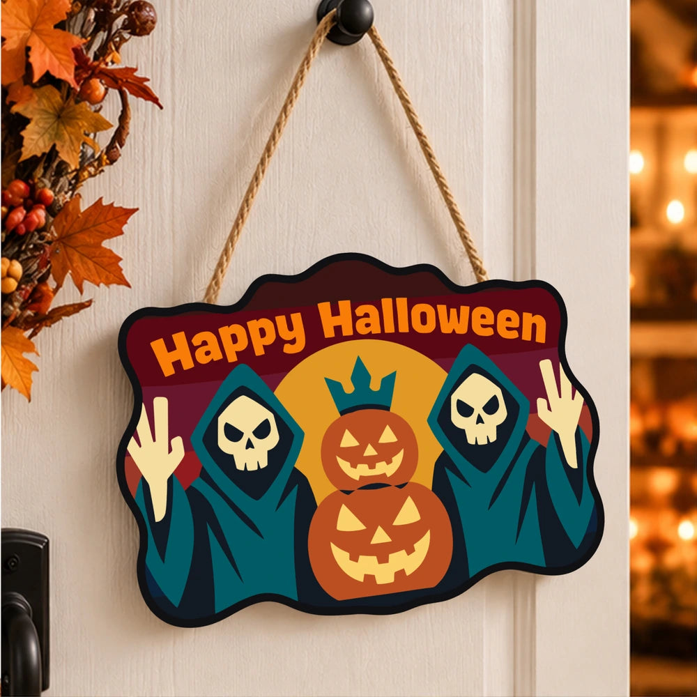 Paint by Numbers - Wooden Door Hanger | Happy Halloween Reapers at Sunset