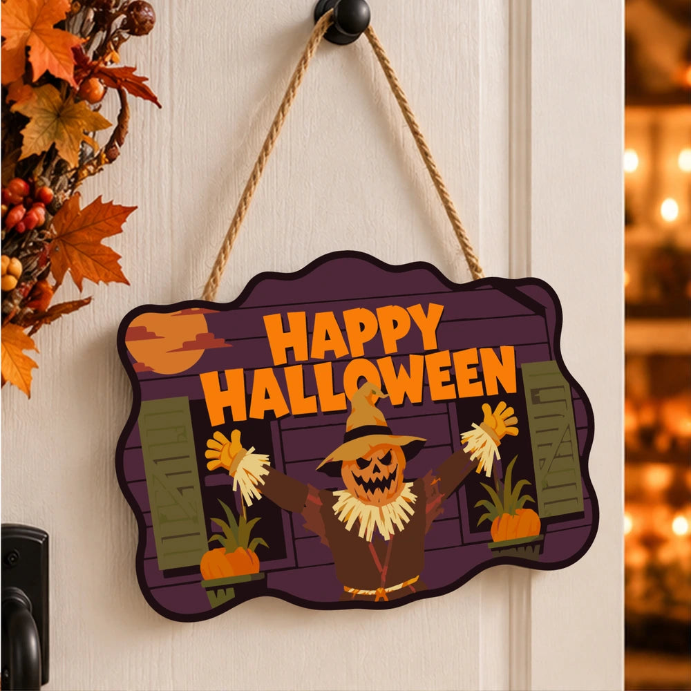 Paint by Numbers - Wooden Door Hanger | Happy Halloween Scarecrow at the Barn