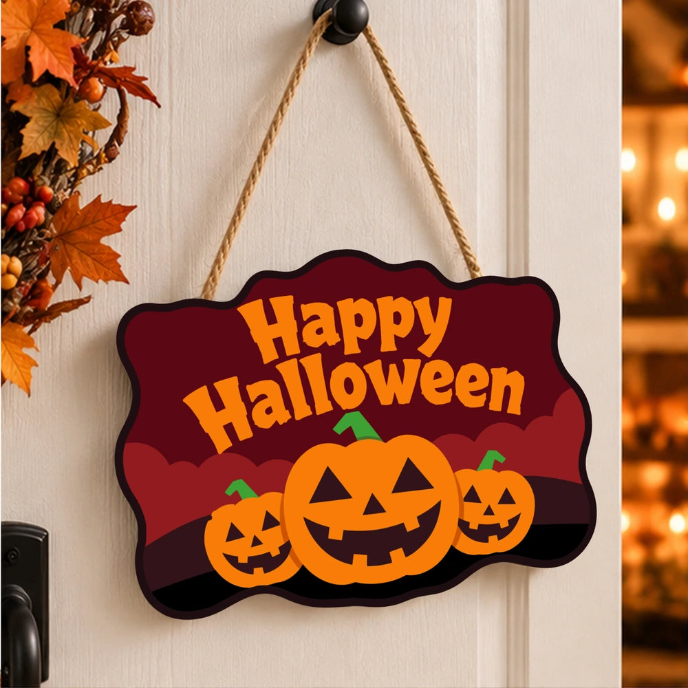 Paint by Numbers - Wooden Door Hanger | Happy Halloween Three Pumpkins