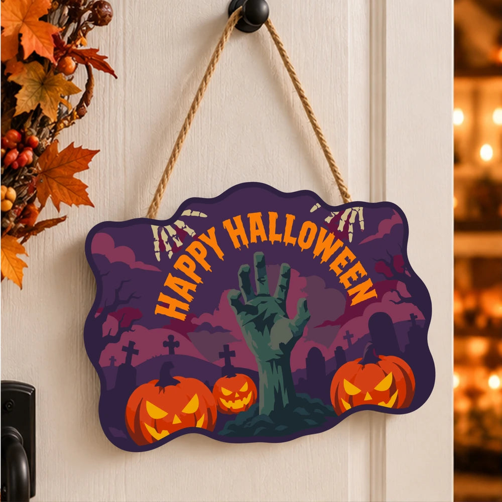 Paint by Numbers - Wooden Door Hanger | Happy Halloween Zombie Hand