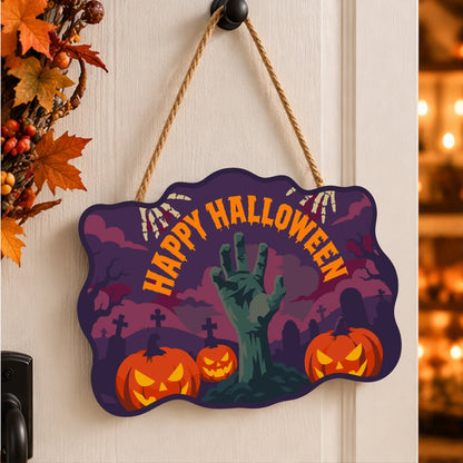 Paint by Numbers - Wooden Door Hanger | Happy Halloween Zombie Hand