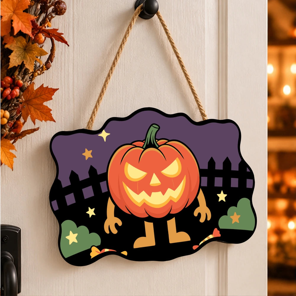 Paint by Numbers - Wooden Door Hanger | Jack-o'-Lantern Man on the Fence