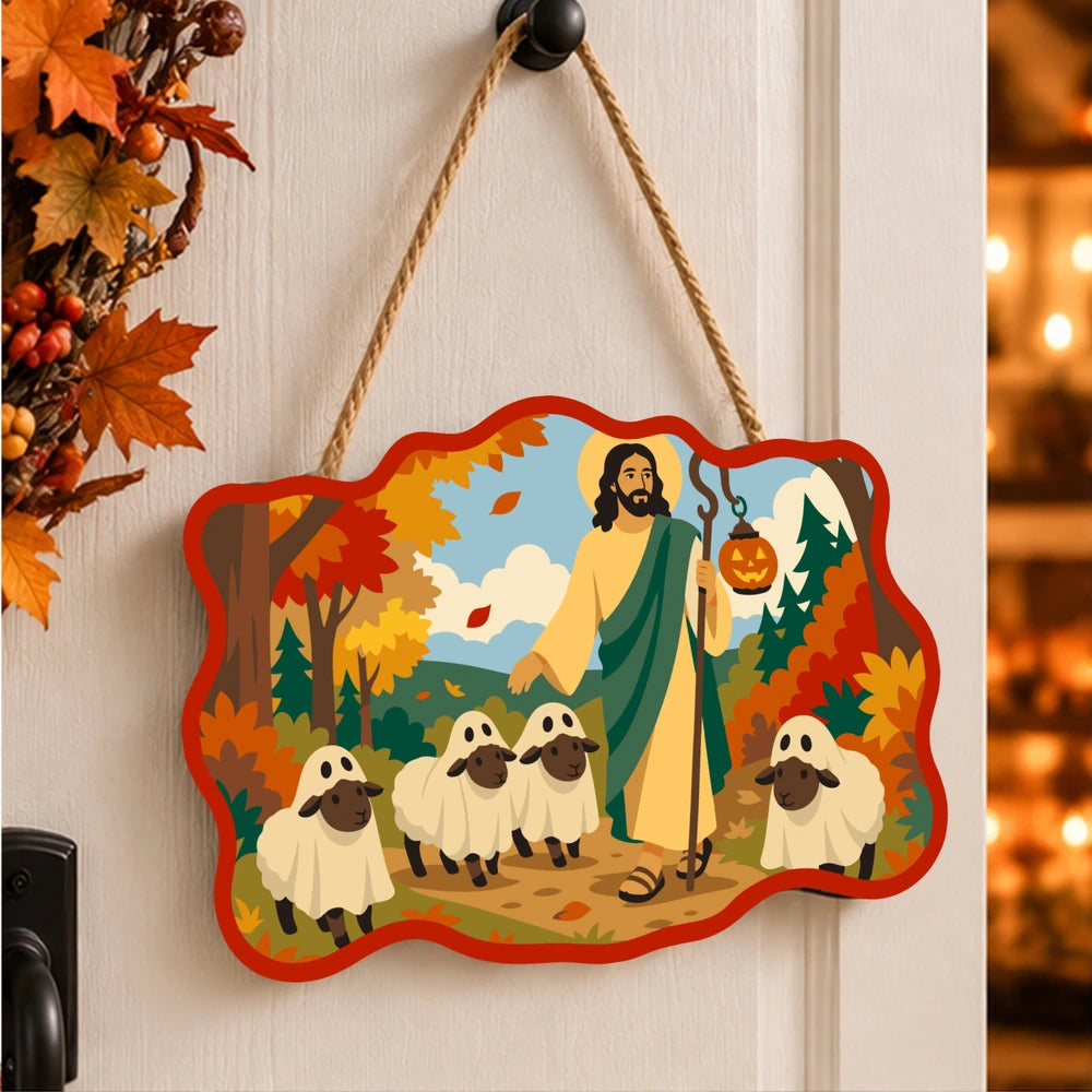 
Paint by Numbers - Wooden Door Hanger | Jesus the Shepherd with a Lantern