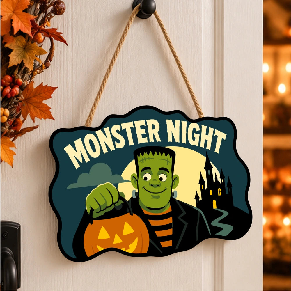 Paint by Numbers - Wooden Door Hanger | Monster Night