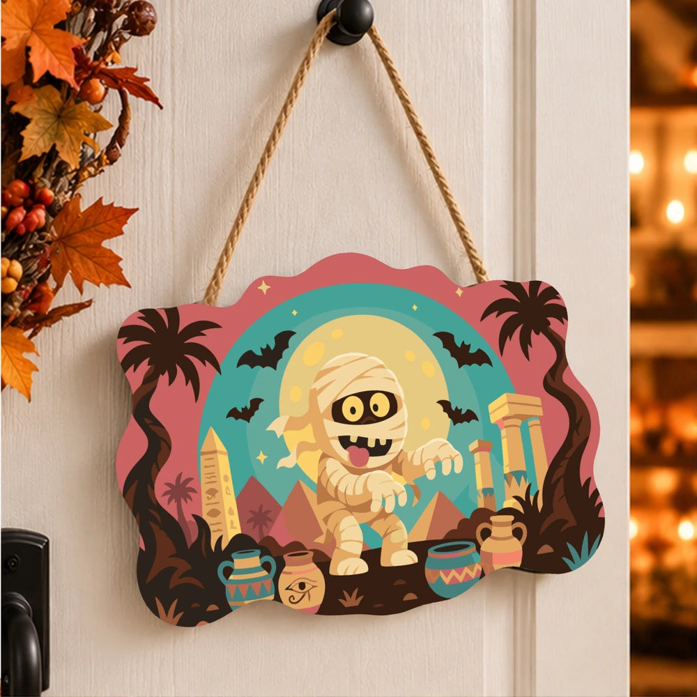 
Paint by Numbers - Wooden Door Hanger | Mummy Among the Pyramids