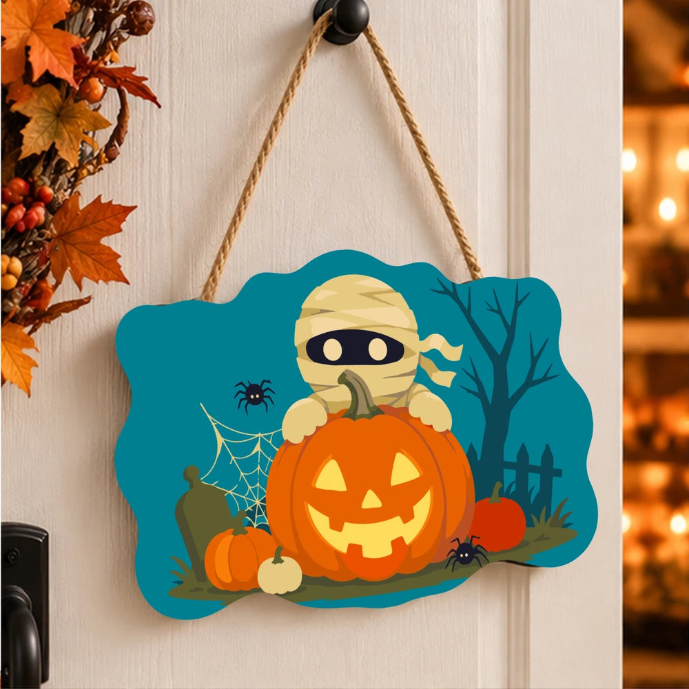 
Paint by Numbers - Wooden Door Hanger | Mummy Behind a Jack-o'-Lantern