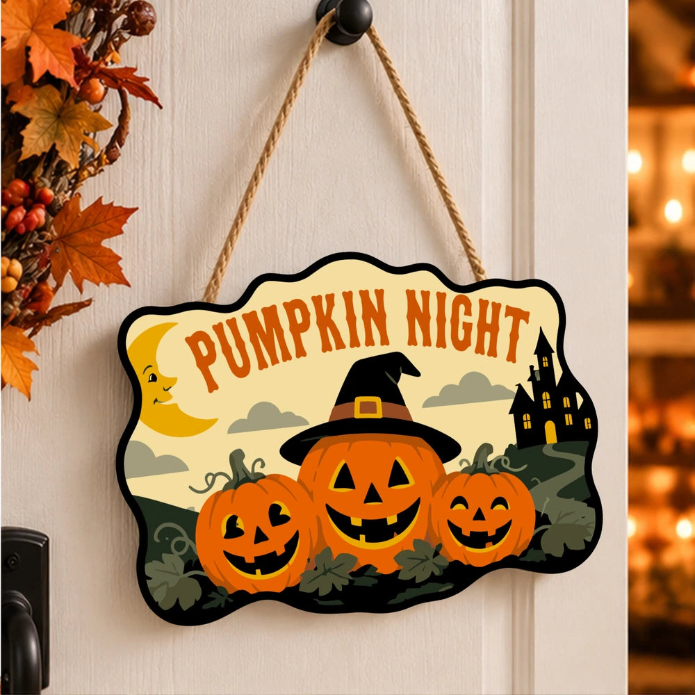 Paint by Numbers - Wooden Door Hanger | Pumpkin Night