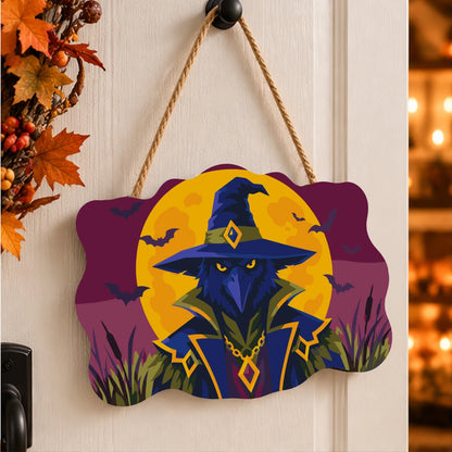 Paint by Numbers - Wooden Door Hanger | Raven Wizard in the Moonlight