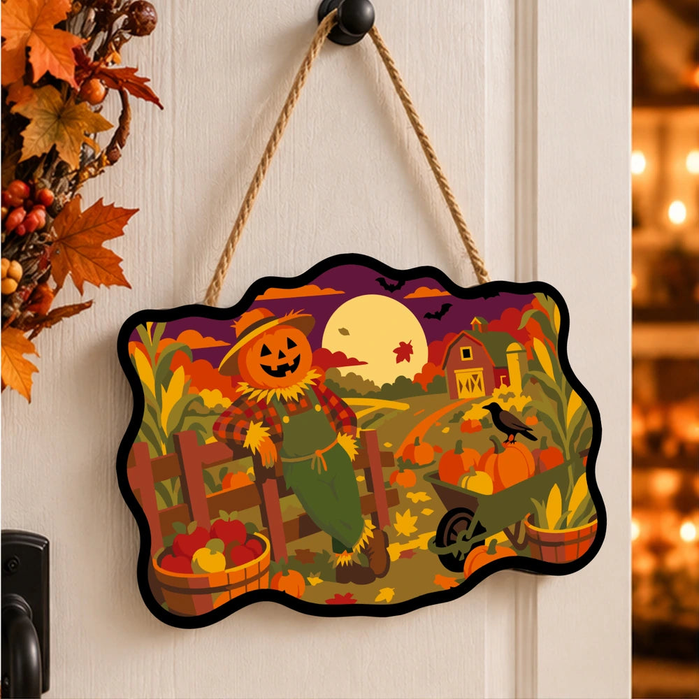 Paint by Numbers - Wooden Door Hanger | Scarecrow at the Harvest Farm
