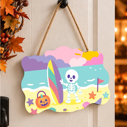 Paint by Numbers - Wooden Door Hanger | Skeleton at the Beach