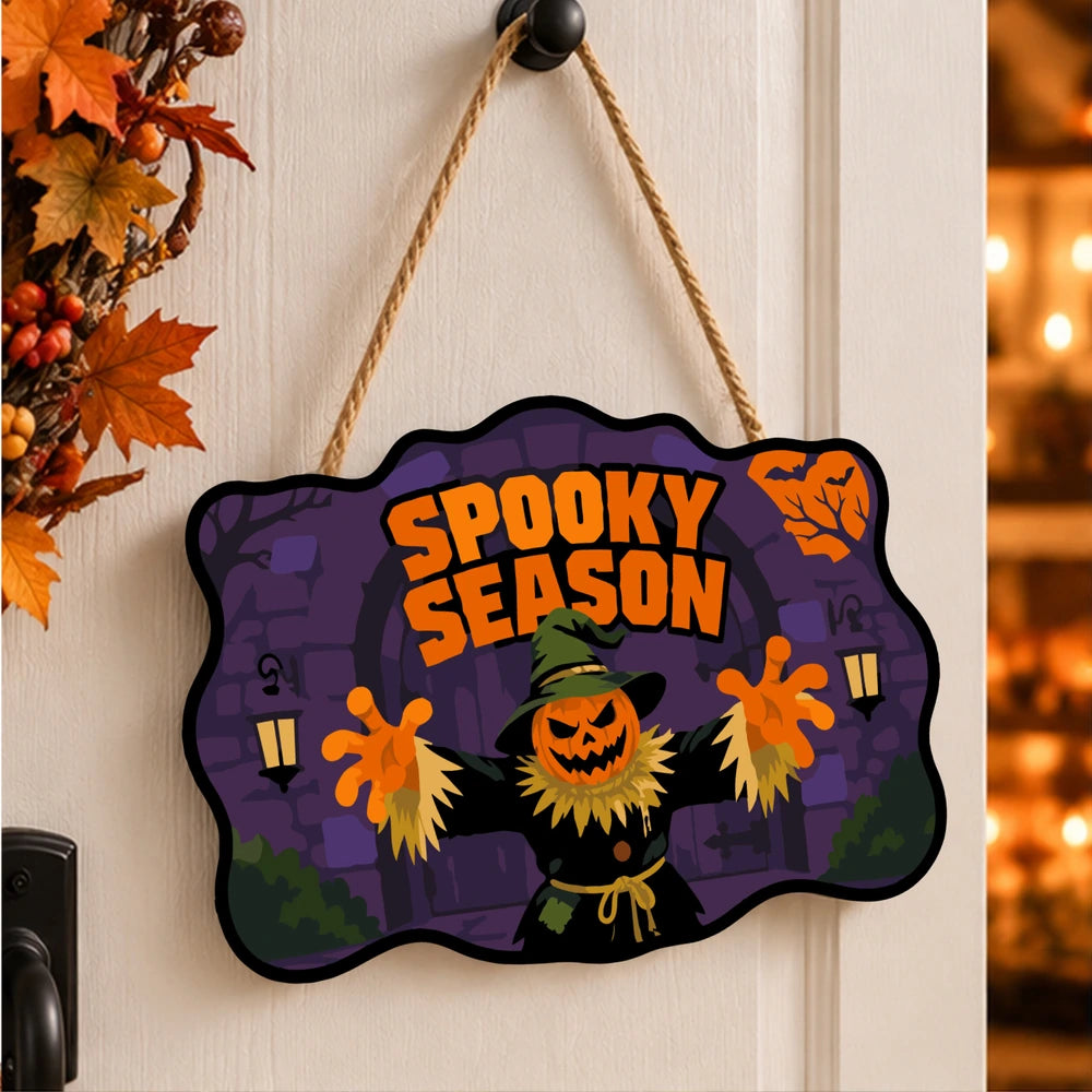 Paint by Numbers - Wooden Door Hanger | Spooky Season Pumpkin Scarecrow