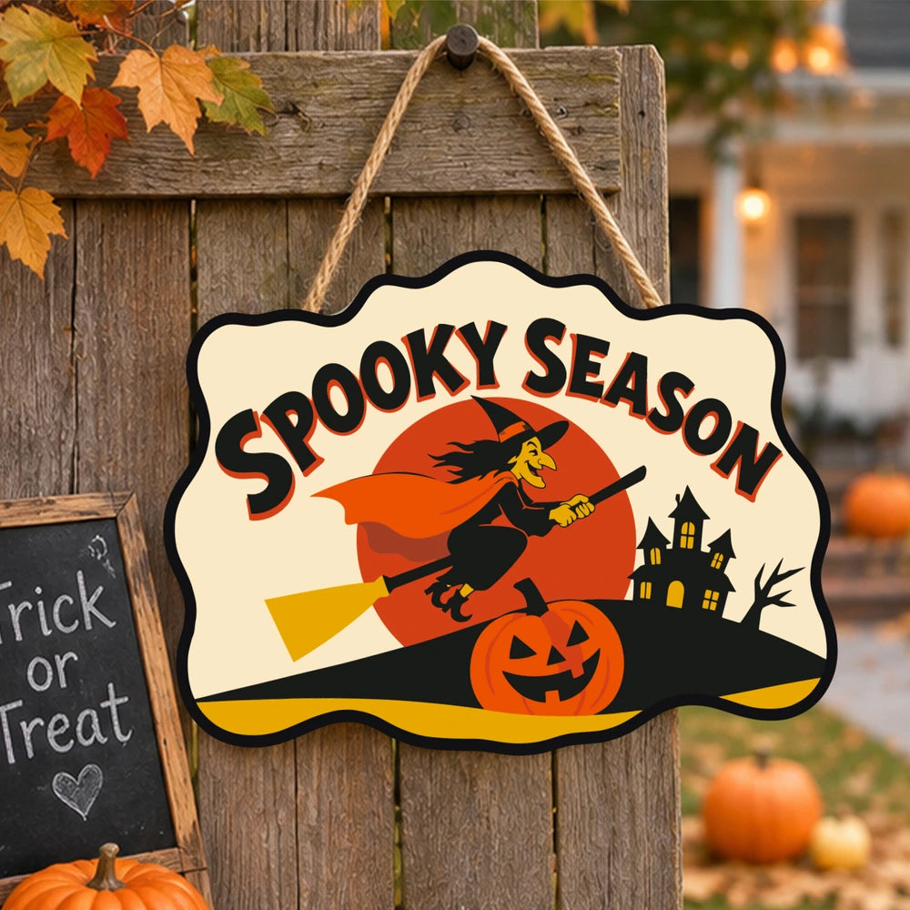 
Paint by Numbers - Wooden Door Hanger | Spooky Season Witch