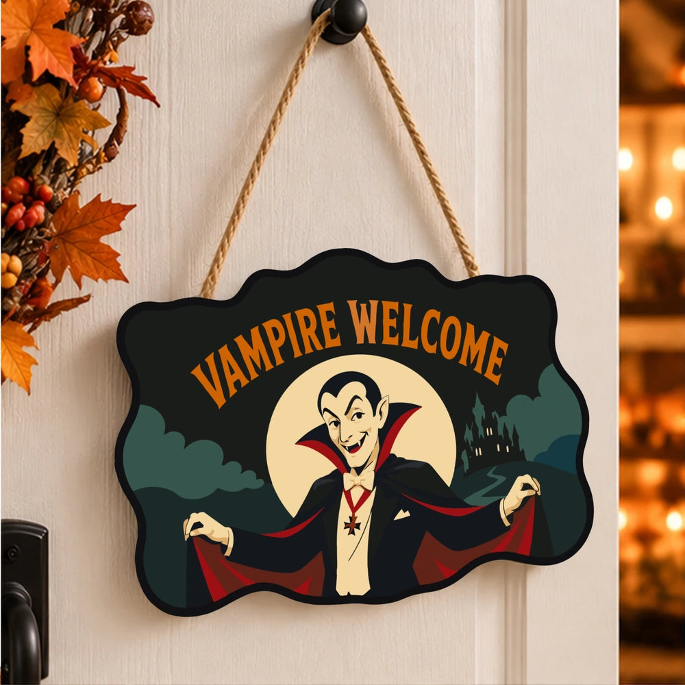 Paint by Numbers - Wooden Door Hanger | Vampire Welcome
