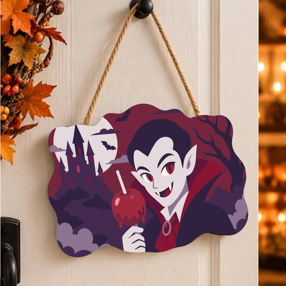
Paint by Numbers - Wooden Door Hanger | Vampire with a Candy Apple